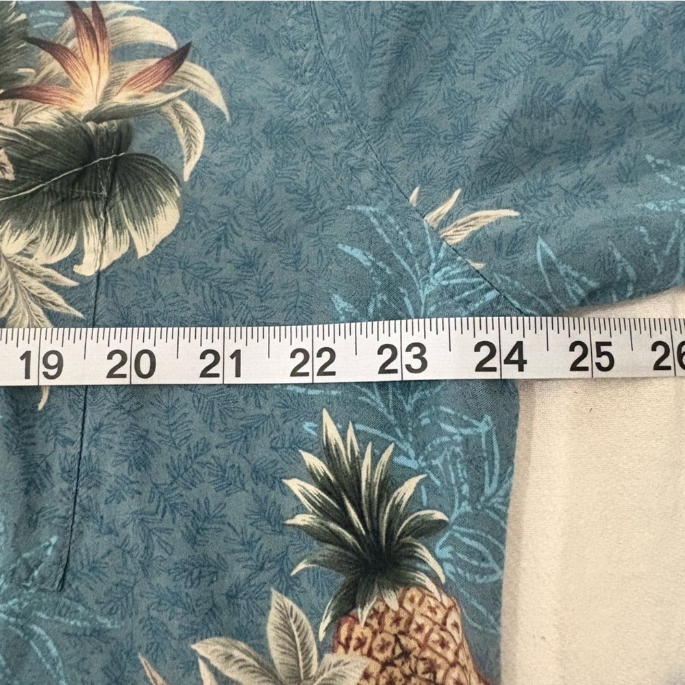 Vintage Rayon Hawaiian Shirt Mens XXL Teal Tropical Aloha Camp Collar - Picture 5 of 8